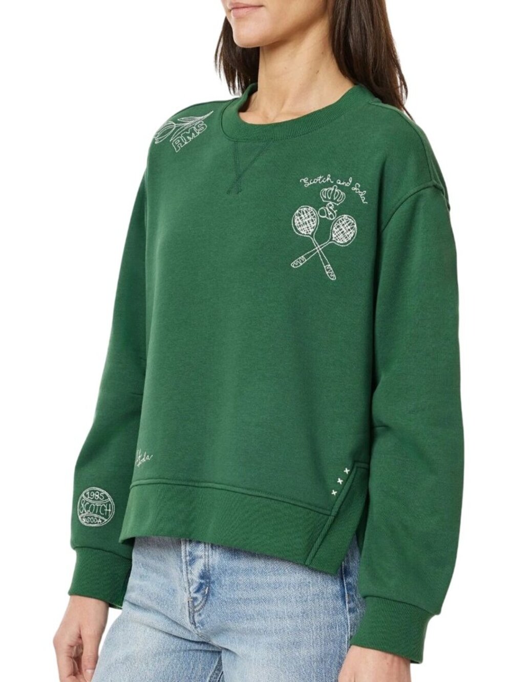 Scotch & Soda Amsterdam NWT Eden Green Embroidered Tennis Sweatshirt Size M - Picture 5 of 15
